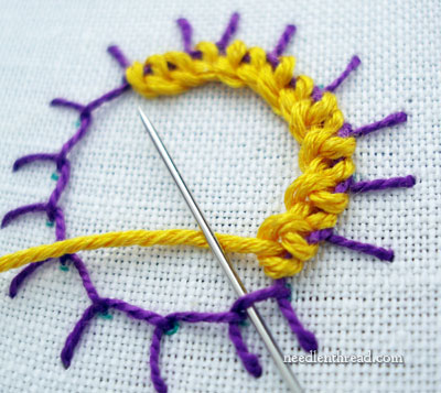 Hand Embroidery Stitch: Buttonhole Wheel Flower