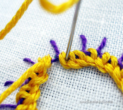 Hand Embroidery Stitch: Buttonhole Wheel Flower