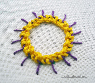 Hand Embroidery Stitch: Buttonhole Wheel Flower