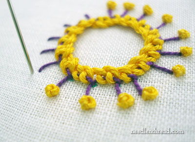 Hand Embroidery Stitch: Buttonhole Wheel Flower