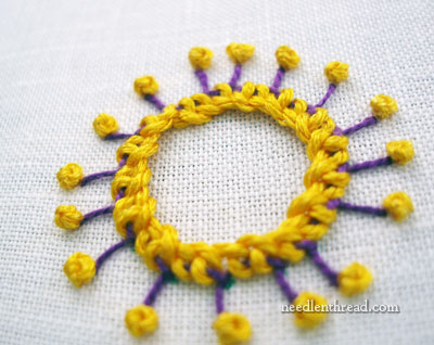 Hand Embroidery Stitch: Buttonhole Wheel Flower