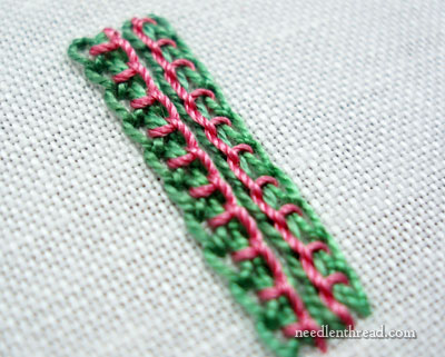 Chain Stitch Combined with Buttonhole Stitch