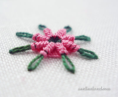 Raised Spider Daisy Hand Embroidery Stitch