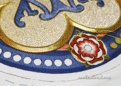 Goldwork Embroidery: Filling Sharp Corners