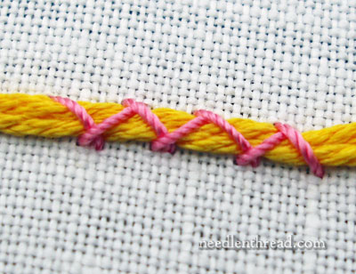 Couching Threads using Other Stitches