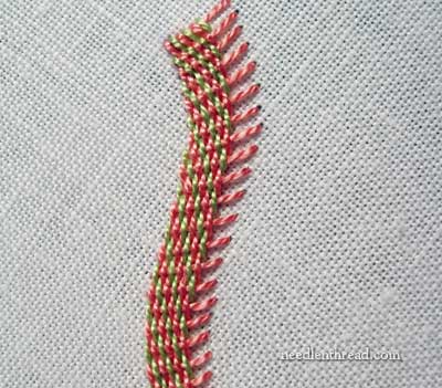 Diagonally Striped Raised Band Stitch