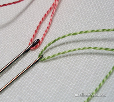 Diagonally Striped Raised Band Stitch