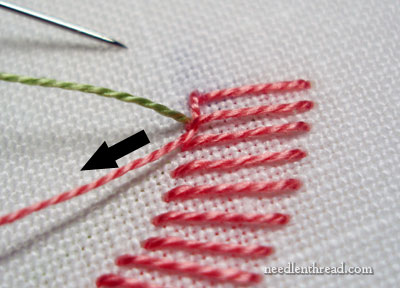 Diagonally Striped Raised Band Stitch