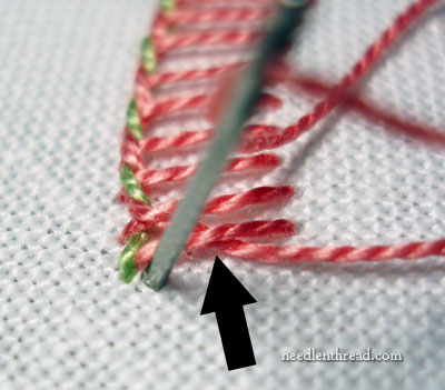 Diagonally Striped Raised Band Stitch