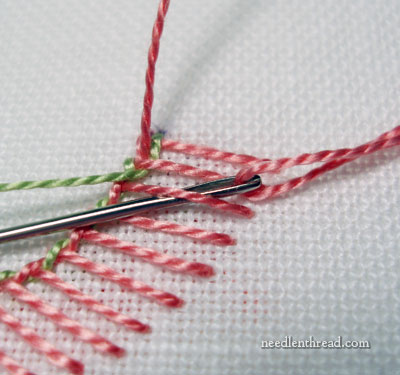 Diagonally Striped Raised Band Stitch