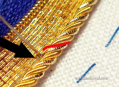 Attaching Grecian Twist Goldwork Thread