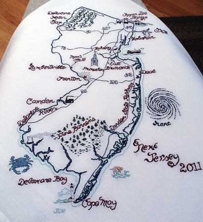 New Jersey Hand Embroidered Map