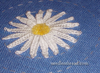 Woven Picot Daisy Embroidered Flower