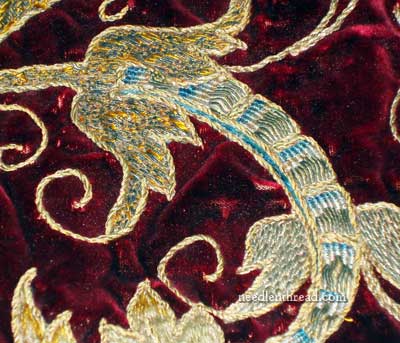 Old Goldwork Embroidery on Velvet