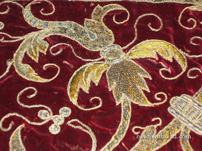 Old Goldwork Embroidery on Velvet