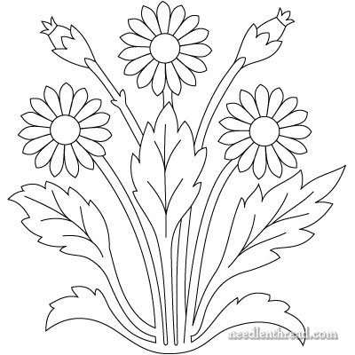 Free Hand Embroidery Pattern for November – Chrysanthemum Flower