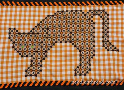 Gingham Embroidery - Black Cat