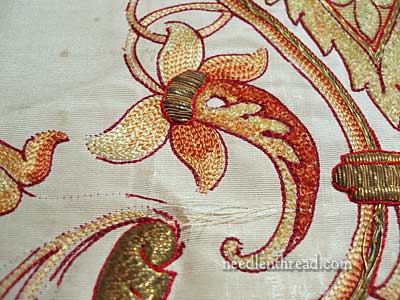 Old Silk & Goldwork Embroidery Fragment