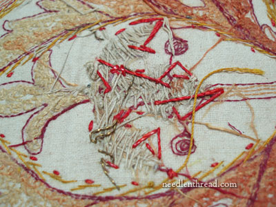 Old Silk & Goldwork Embroidery Fragment