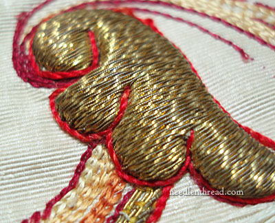 Old Silk & Goldwork Embroidery Fragment