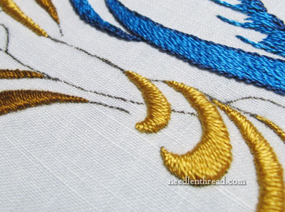 Satin stitch in silk thread