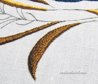 Satin stitch in silk thread