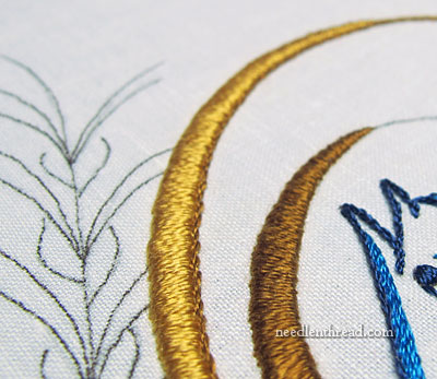 Satin stitch in silk thread