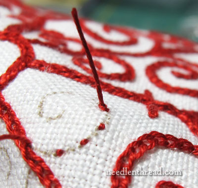 Hungarian Redwork Embroidery Table Runner