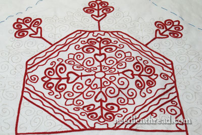 Hungarian Redwork Embroidery Runner