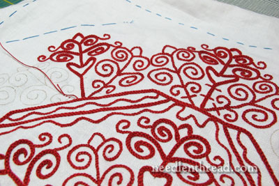 Hungarian Redwork Embroidery Runner