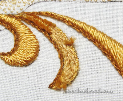 Padded Satin Stitch Silk Embroidery - Fixing a Mistake