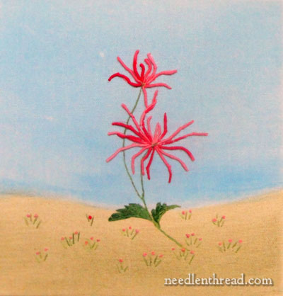 hand embroidery on painted canvas