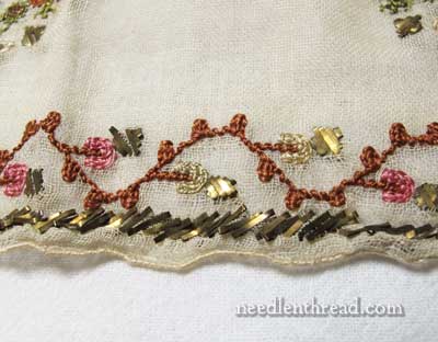Embroidered Scarf in Silk & Metal Threads