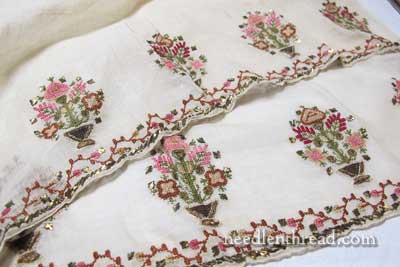 Embroidered Scarf in Silk & Metal Threads