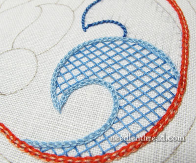 Lattice Stitch with French Knots