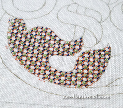 Lattice Filling Stitches on an Embroidery Sampler