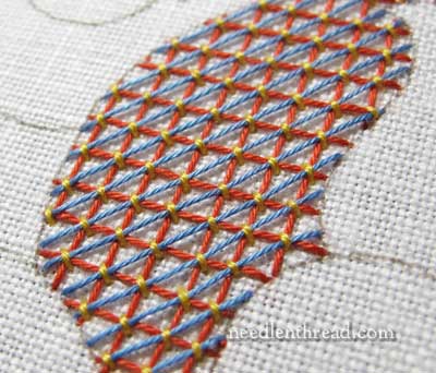 Lattice Filling Stitches on an Embroidery Sampler