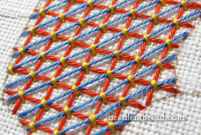 Lattice Filling Stitches on an Embroidery Sampler