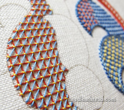 Lattice Filling Stitches on an Embroidery Sampler
