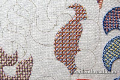 Lattice Filling Stitches on an Embroidery Sampler