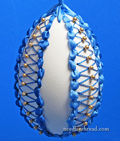 Embroidered Egg with Ribbon and Beads