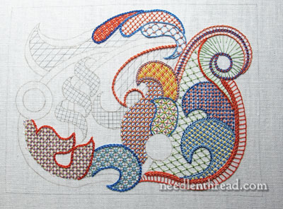 Stitch Fun lattice work embroidery sampler