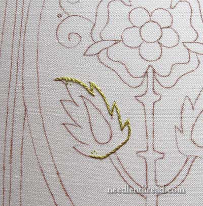 Mission Rose: Embroidered Leaf in Silk Shading