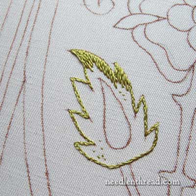 Mission Rose: Embroidered Leaf in Silk Shading
