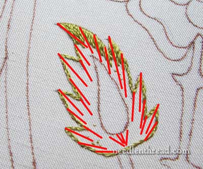 Mission Rose: Embroidered Leaf in Silk Shading