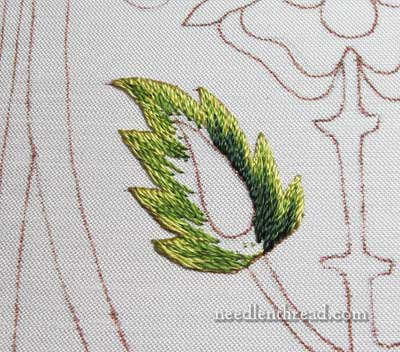 Mission Rose: Embroidered Leaf in Silk Shading