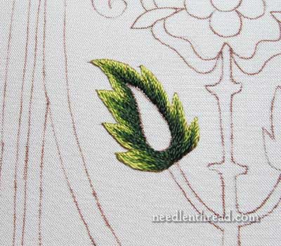 Mission Rose: Embroidered Leaf in Silk Shading