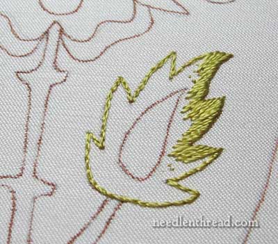 Mission Rose embroidery project: silk shading