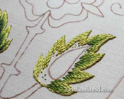 Mission Rose embroidery project: silk shading