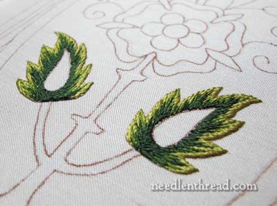 Mission Rose embroidery project: silk shading